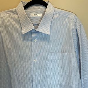 TRIO Blue & White Long Sleeve Dress Shirt Size Large